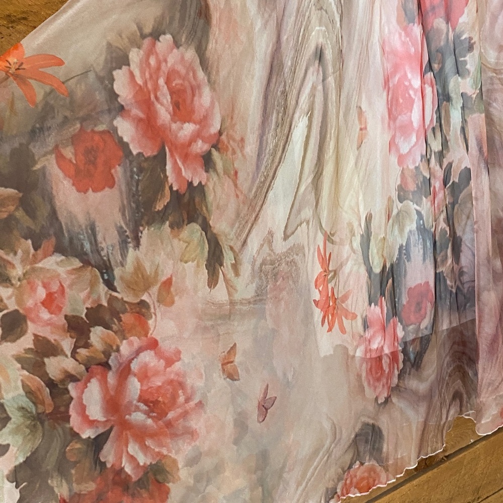 Romantic Pink Floral Chiffon Maxi Skirt - Picture 7 of 8